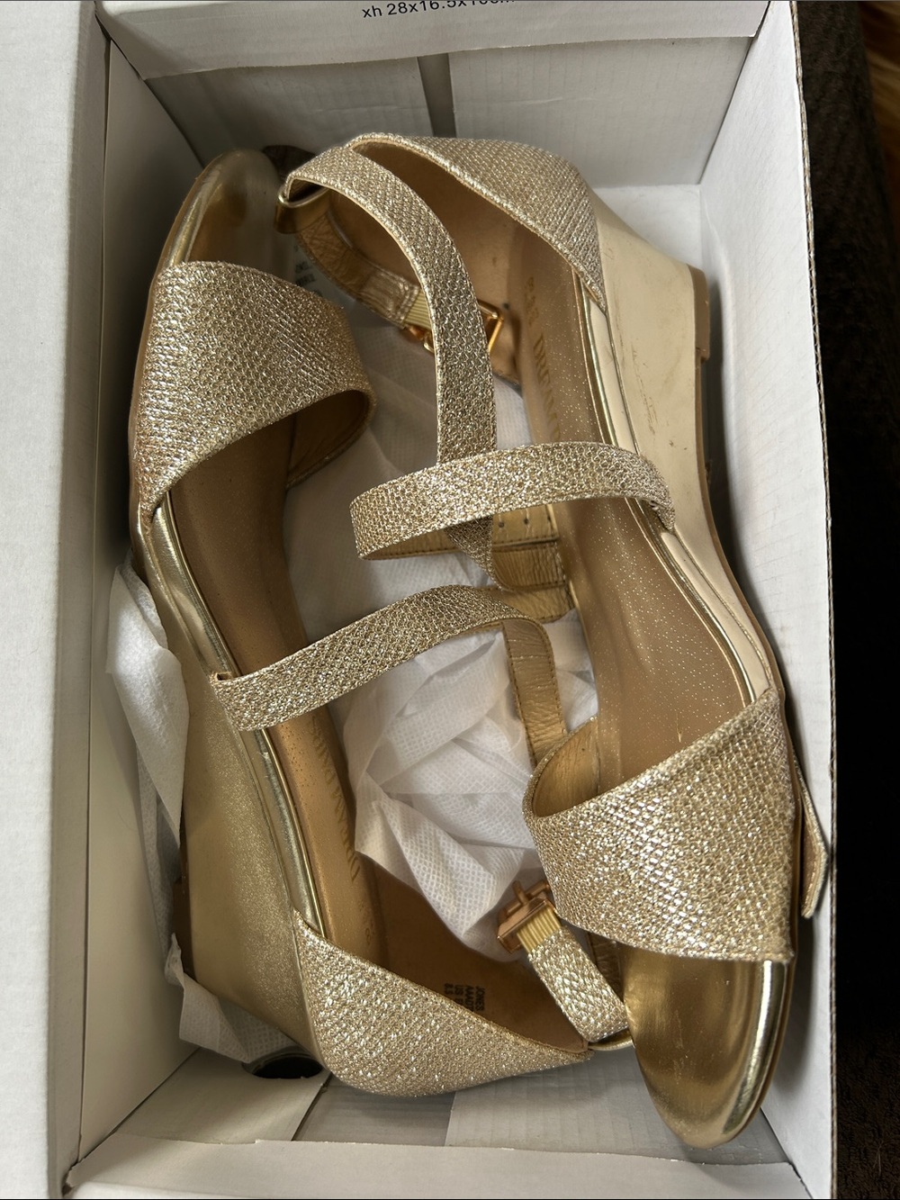 Dream Pairs Gold Glitter Strappy Wedge Sandals
